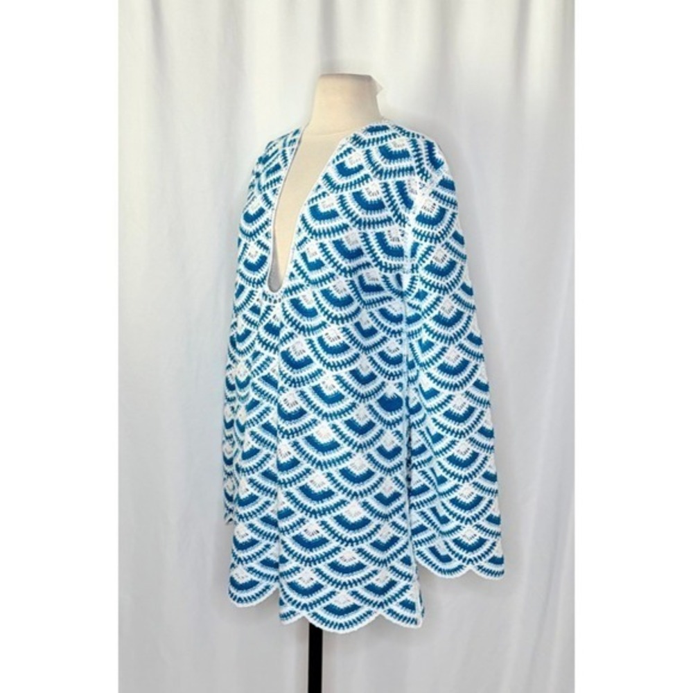 NWT!! Anthropologie CELANDINE Crochet Long Sleeve Mini Kaftan Cover-Up Mini M/L - Picture 7 of 16